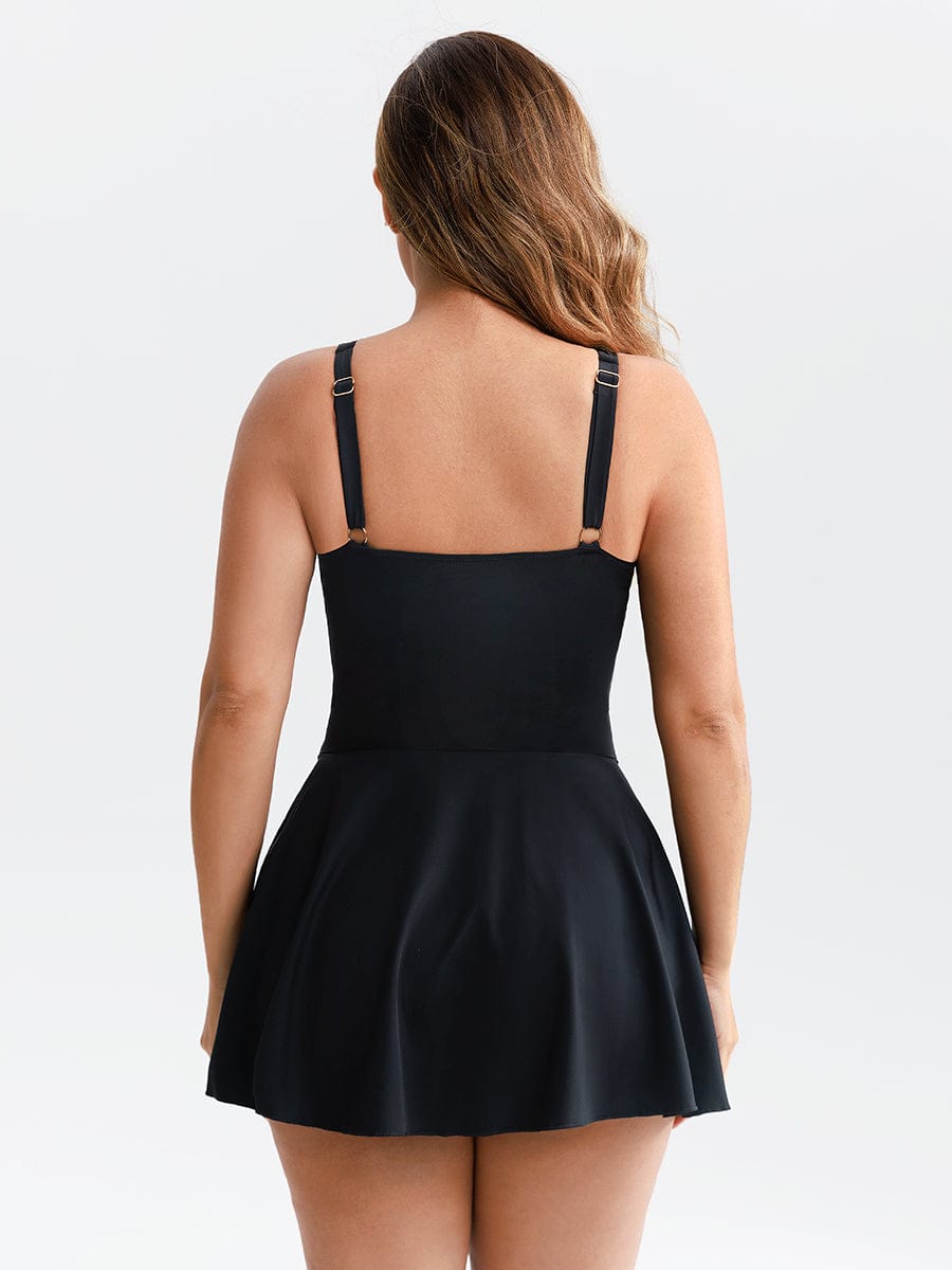 Deep V Ruched Mesh One-Piece Swimsuit with Removable Pads