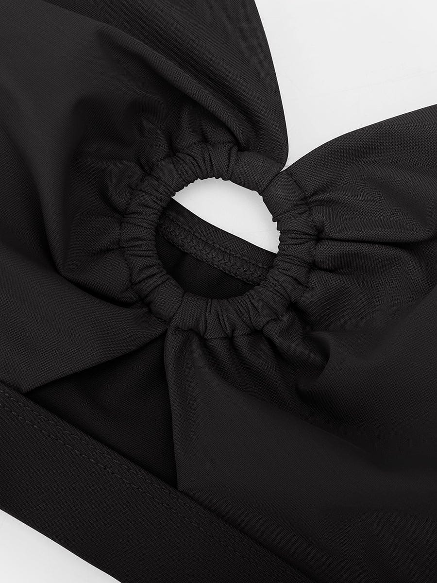Deep V Metal Ring Tummy Control Swimsuit with Removable Pads