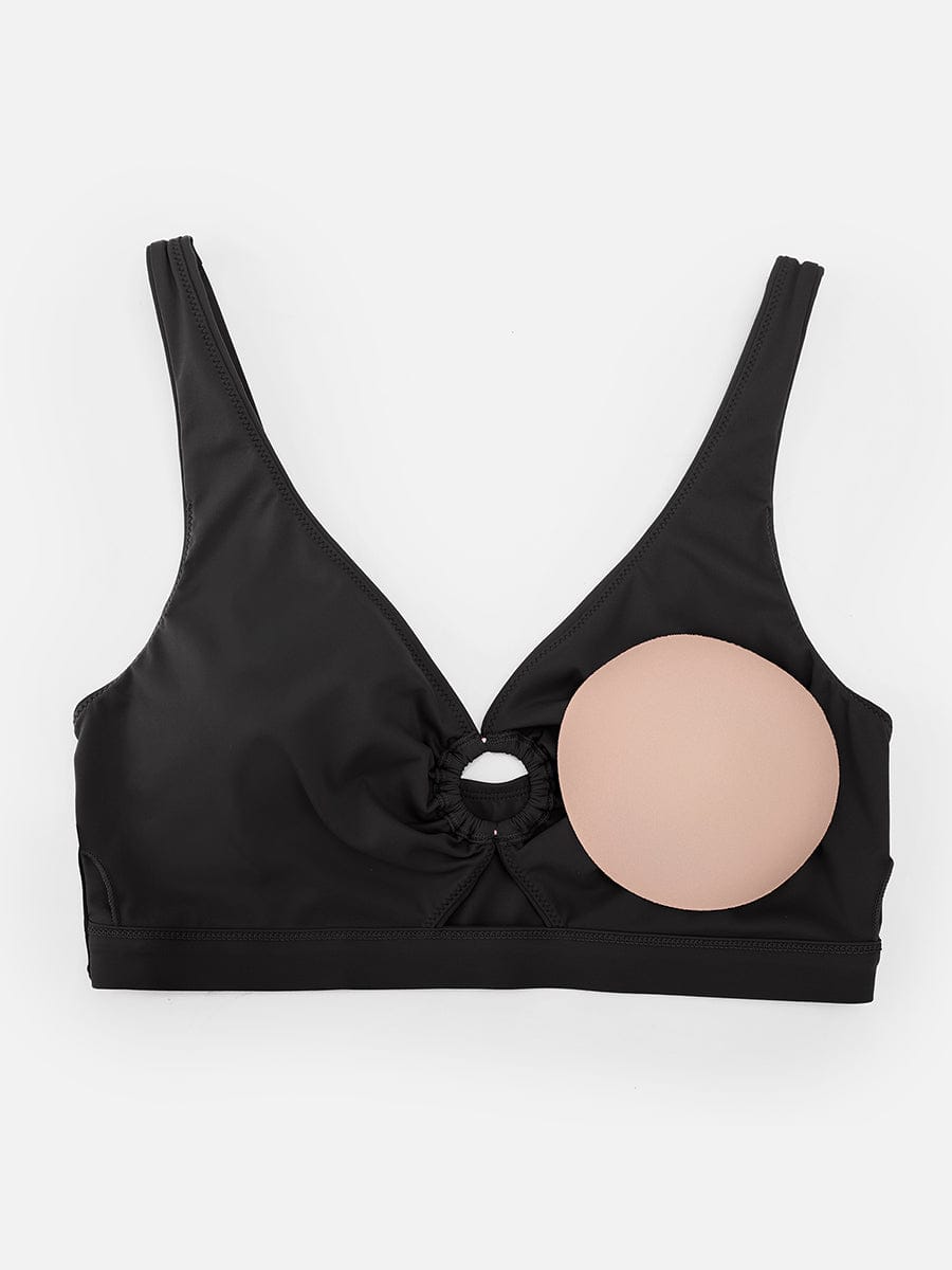 Deep V Metal Ring Tummy Control Swimsuit with Removable Pads