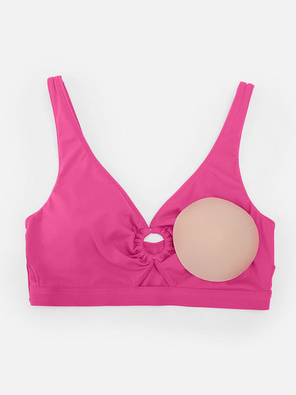 Deep V Metal Ring Tummy Control Swimsuit with Removable Pads