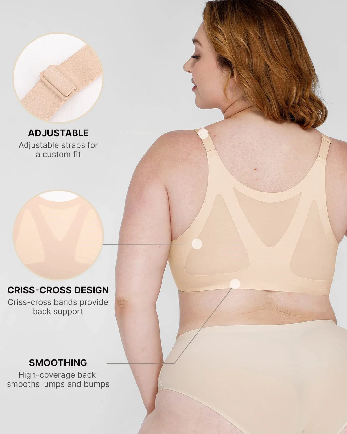 Sujetador Cream Touch™ inalámbrico de cierre frontal y espalda lisa