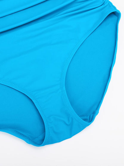 Ruffled V-Neck Lace-Up One-Piece Swimsuit