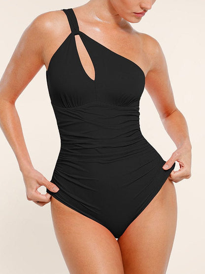 One-Shoulder Ruched One-Piece Swimsuit