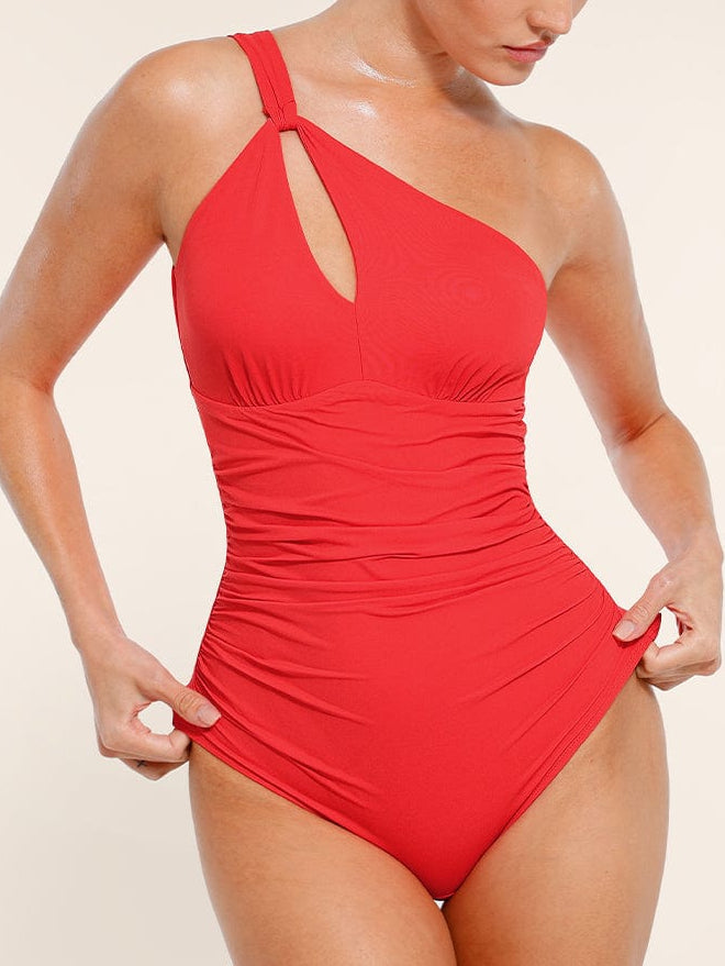 One-Shoulder Ruched One-Piece Swimsuit