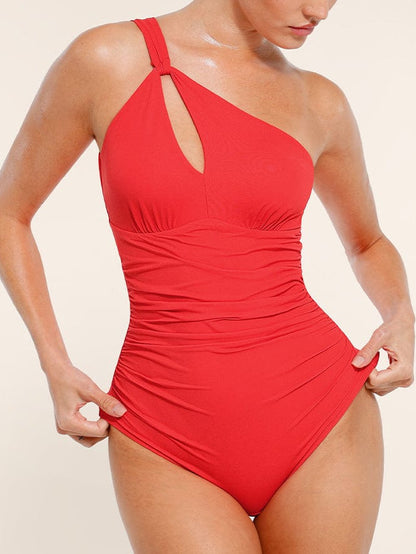 One-Shoulder Ruched One-Piece Swimsuit