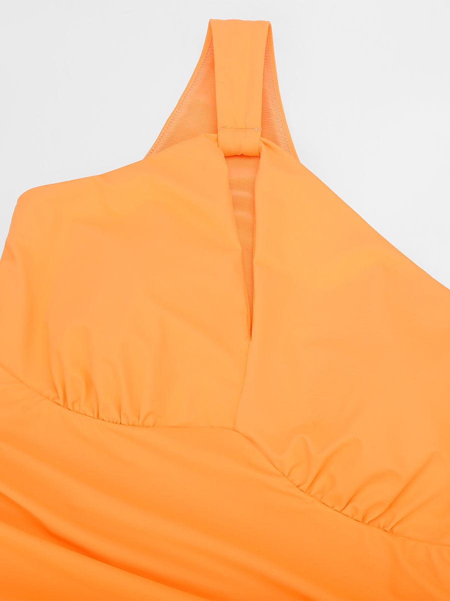 One-Shoulder Ruched One-Piece Swimsuit