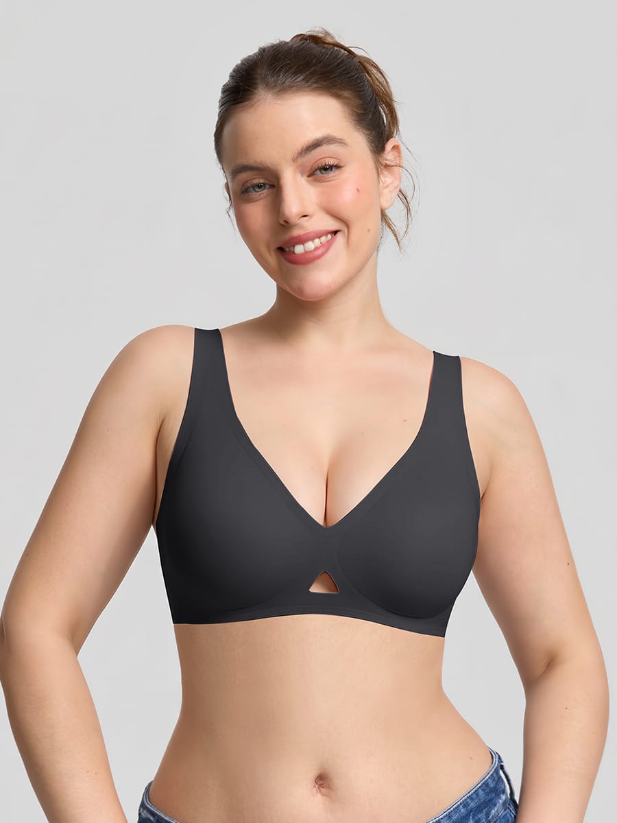 Nahtloser Wireless-BH mit Cut-Out, Jelly-Support, bequemer T-Shirt-BH für große Oberweite