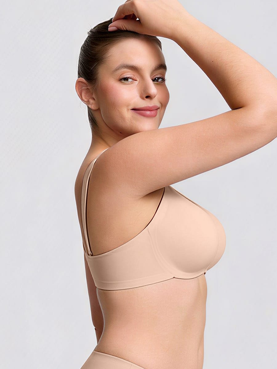 Nahtloser Wireless-BH mit Cut-Out, Jelly-Support, bequemer T-Shirt-BH für große Oberweite