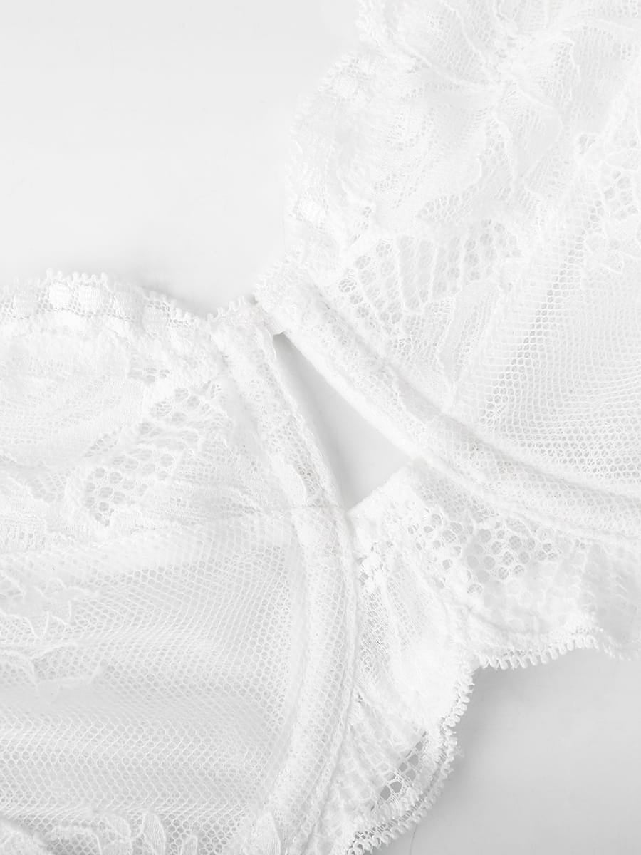 Unlined Underwire Sheer Floral Mesh Lace Bra