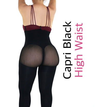 Capri Happy Butt No.7 - Double Layer Waistband Body Shaper Black