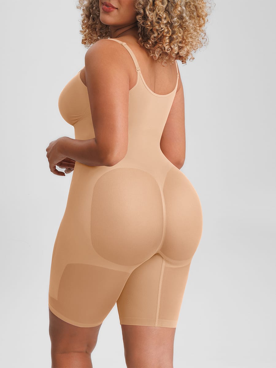 Naadloze corrigerende bodysuit met onzichtbare rits, buikcorrectie, liftend effect voor de billen en verstelbare schouderbandjes