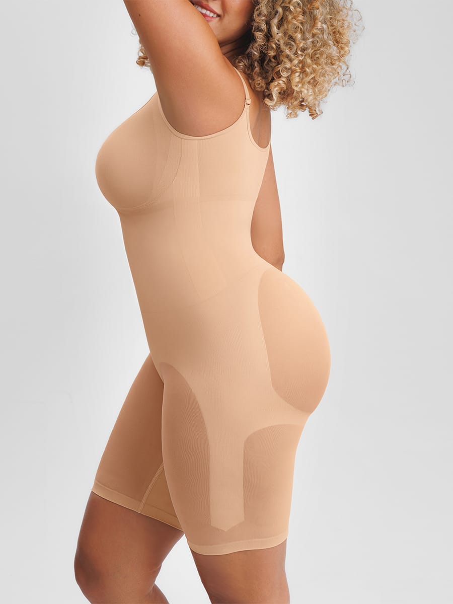 Naadloze corrigerende bodysuit met onzichtbare rits, buikcorrectie, liftend effect voor de billen en verstelbare schouderbandjes