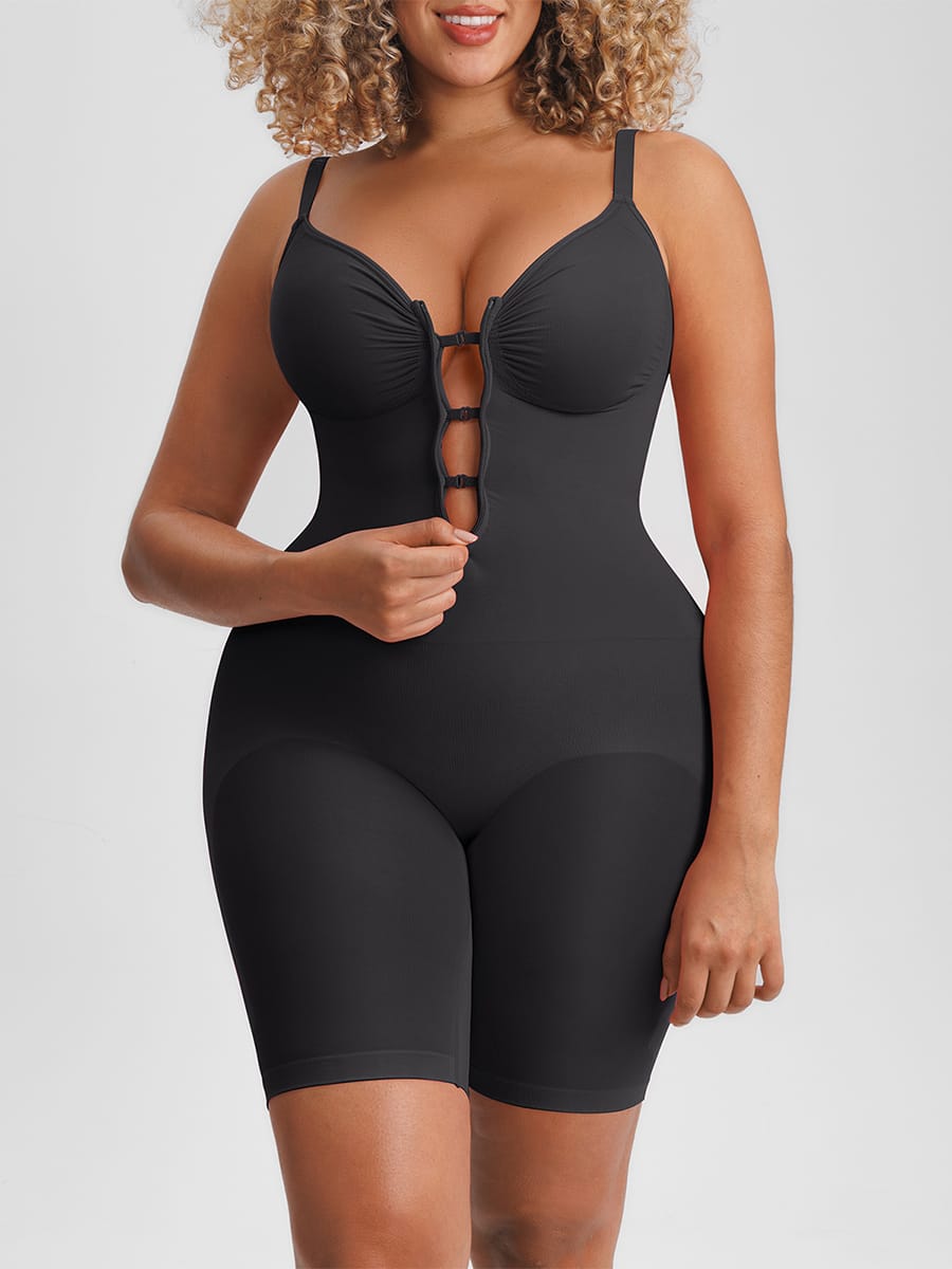 Naadloze corrigerende bodysuit met onzichtbare rits, buikcorrectie, liftend effect voor de billen en verstelbare schouderbandjes