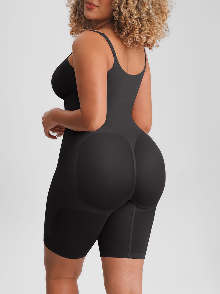 Naadloze corrigerende bodysuit met onzichtbare rits, buikcorrectie, liftend effect voor de billen en verstelbare schouderbandjes