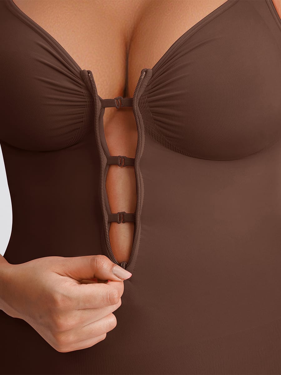 Naadloze corrigerende bodysuit met onzichtbare rits, buikcorrectie, liftend effect voor de billen en verstelbare schouderbandjes