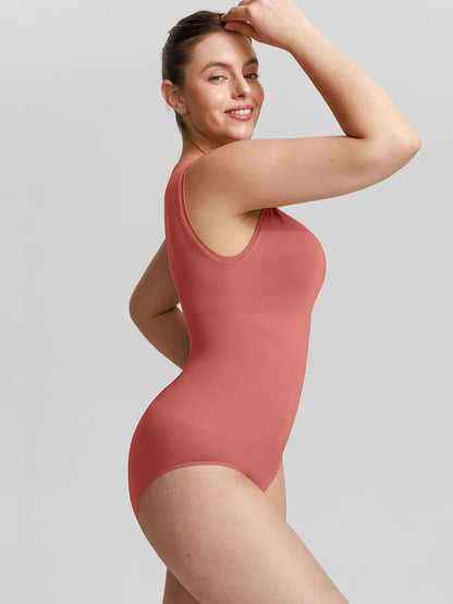 Seamless Shapewear Bodysuit Buttery Soft Tummy Control Crew Neck