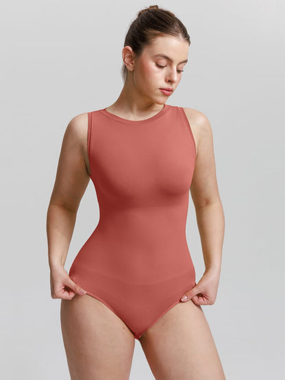 Seamless Shapewear Bodysuit Buttery Soft Tummy Control Crew Neck