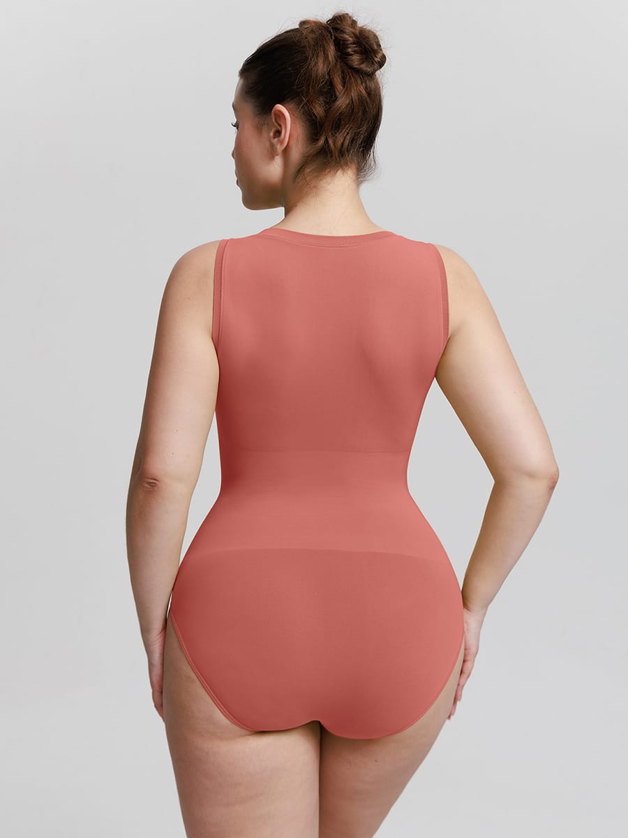 Seamless Shapewear Bodysuit Buttery Soft Tummy Control Crew Neck