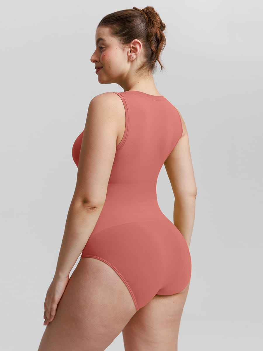 Seamless Shapewear Bodysuit Buttery Soft Tummy Control Crew Neck