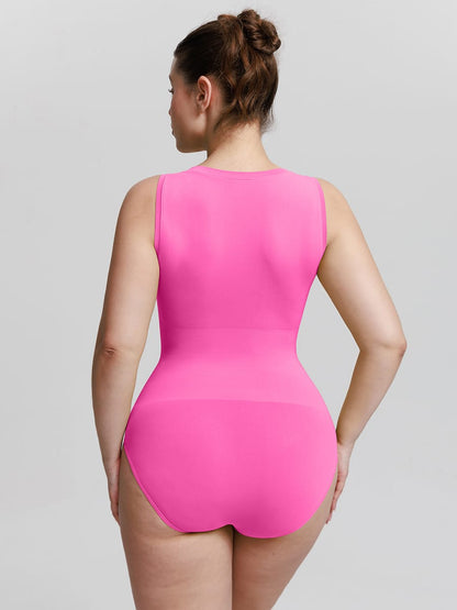 Seamless Shapewear Bodysuit Buttery Soft Tummy Control Crew Neck