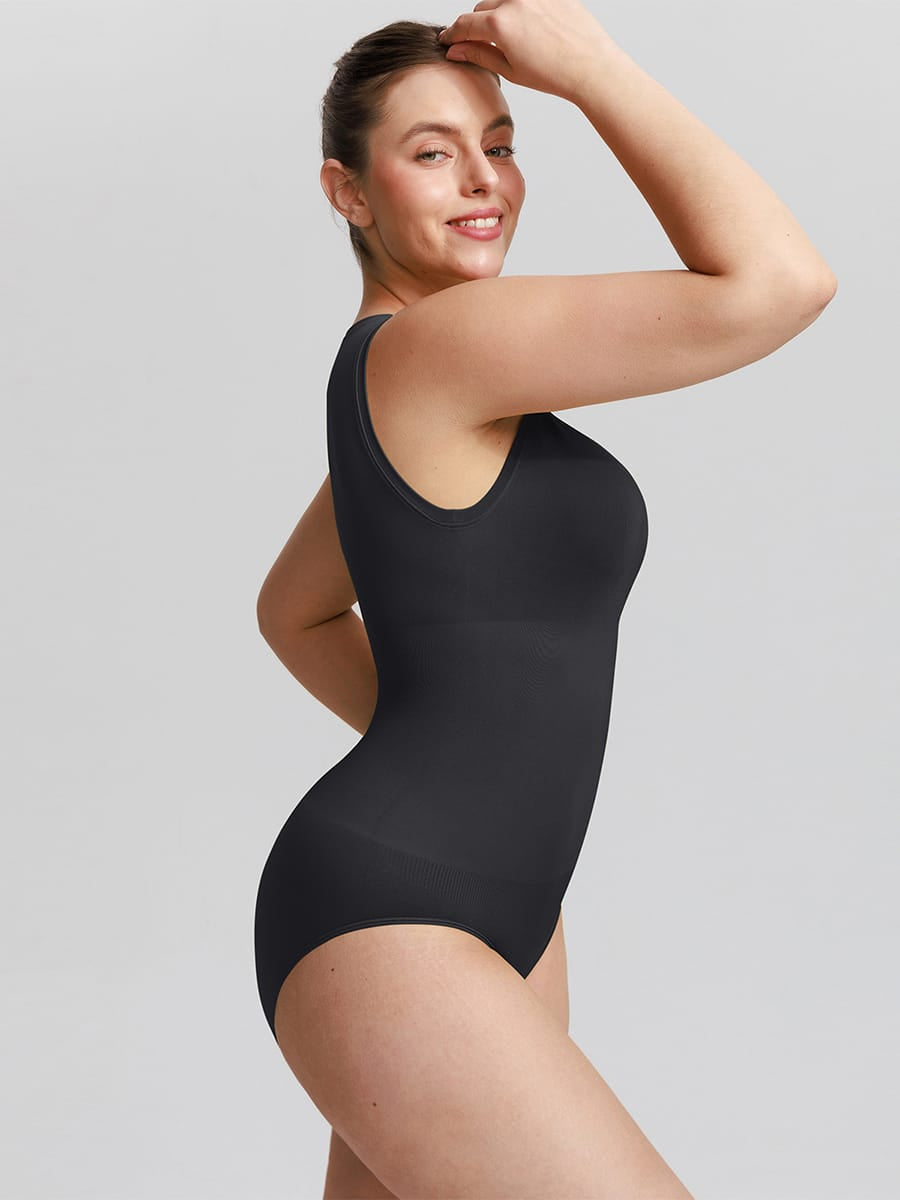 Seamless Shapewear Bodysuit Buttery Soft Tummy Control Crew Neck