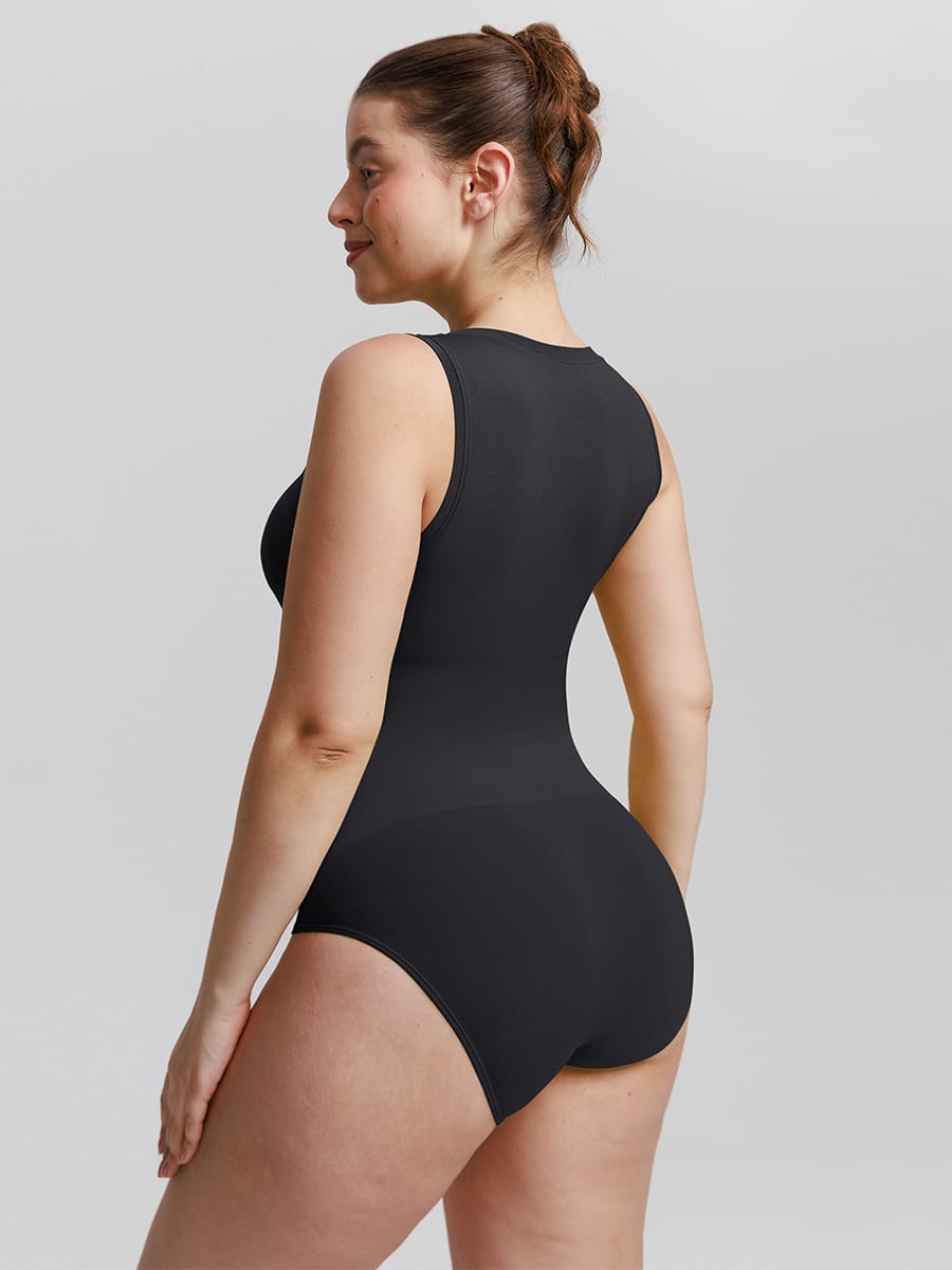 Seamless Shapewear Bodysuit Buttery Soft Tummy Control Crew Neck