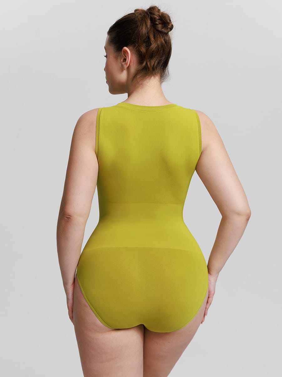 Seamless Shapewear Bodysuit Buttery Soft Tummy Control Crew Neck