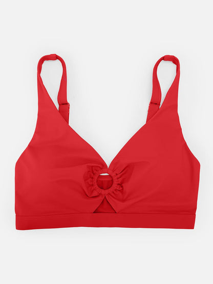 Deep V Metal Ring Tummy Control Swimsuit with Removable Pads