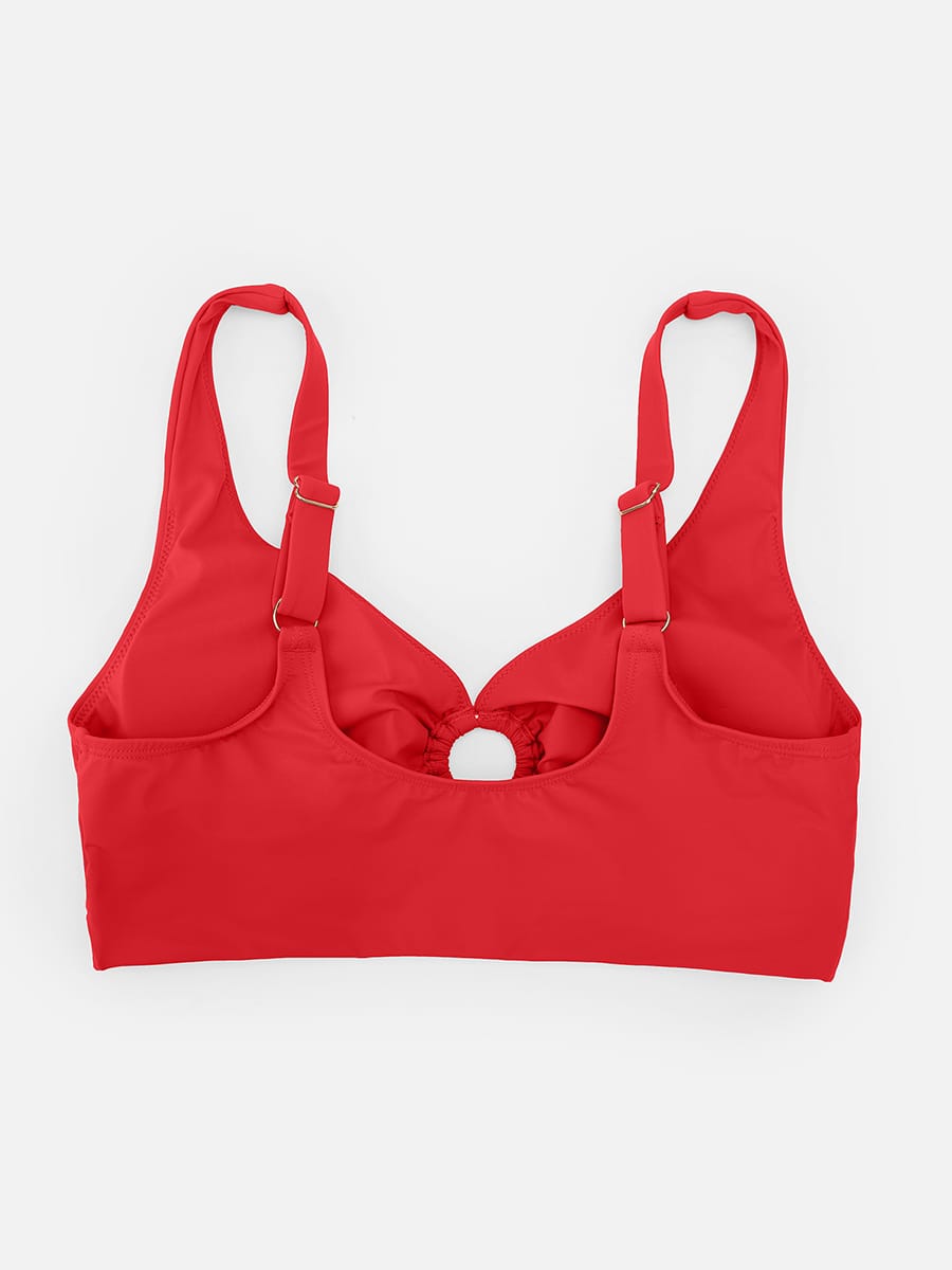 Deep V Metal Ring Tummy Control Swimsuit with Removable Pads