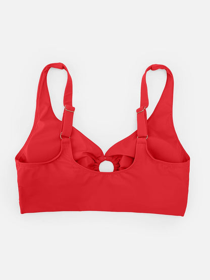 Deep V Metal Ring Tummy Control Swimsuit with Removable Pads