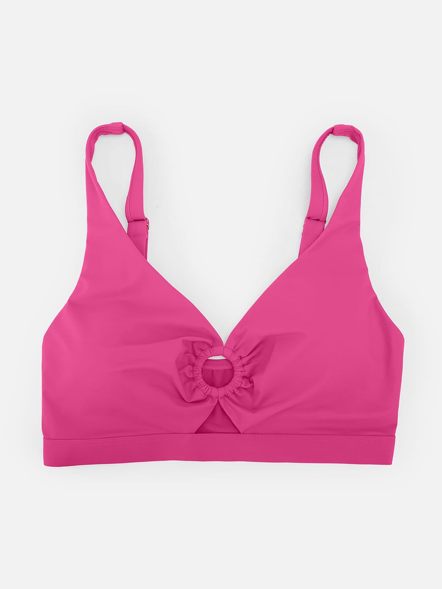 Deep V Metal Ring Tummy Control Swimsuit with Removable Pads