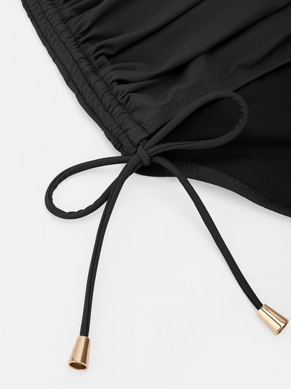 Deep V Metal Ring Tummy Control Swimsuit with Removable Pads
