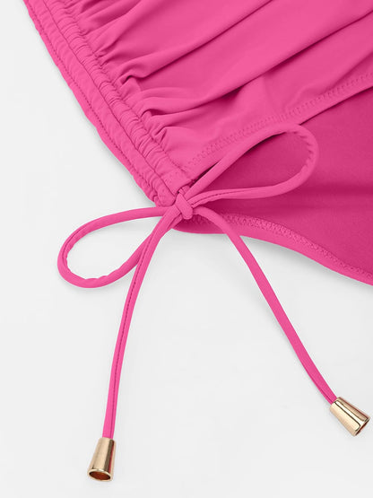 Deep V Metal Ring Tummy Control Swimsuit with Removable Pads