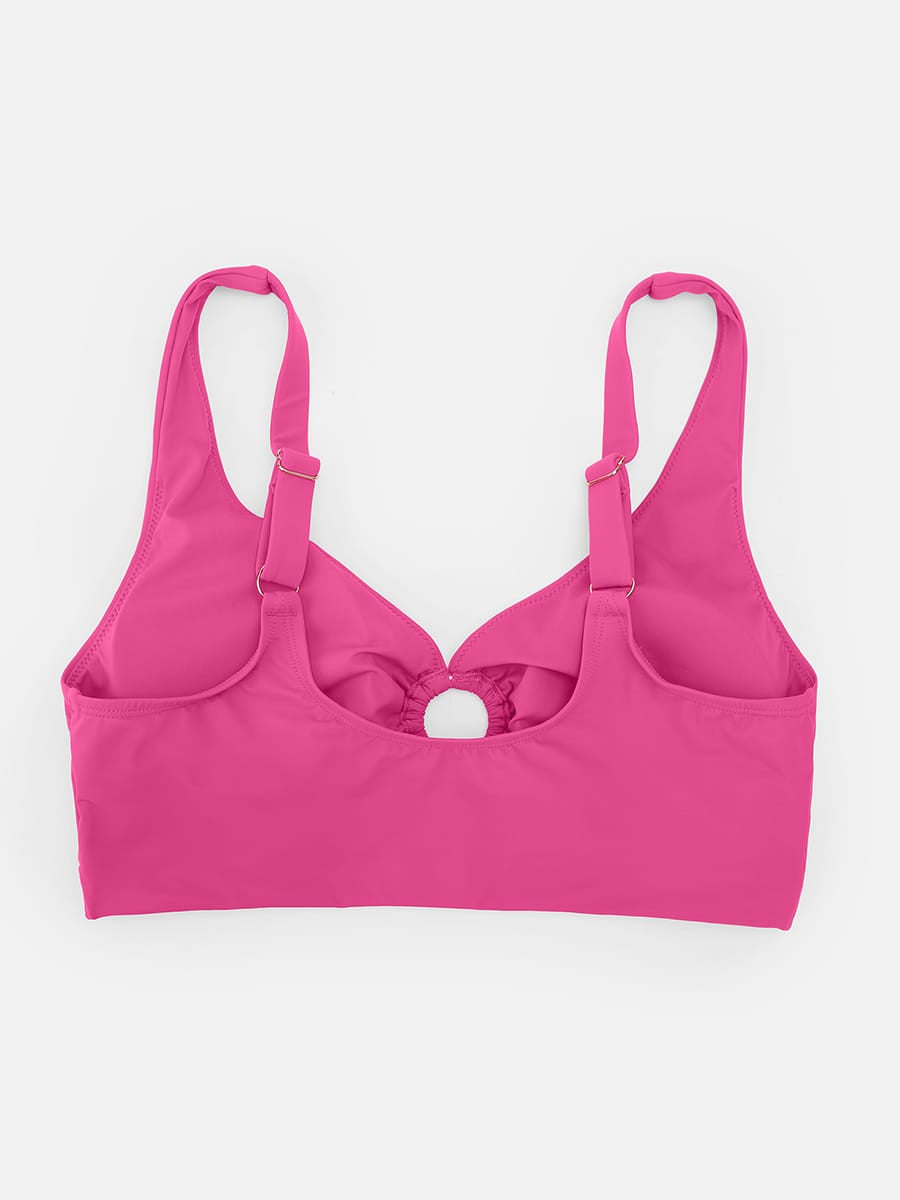 Deep V Metal Ring Tummy Control Swimsuit with Removable Pads