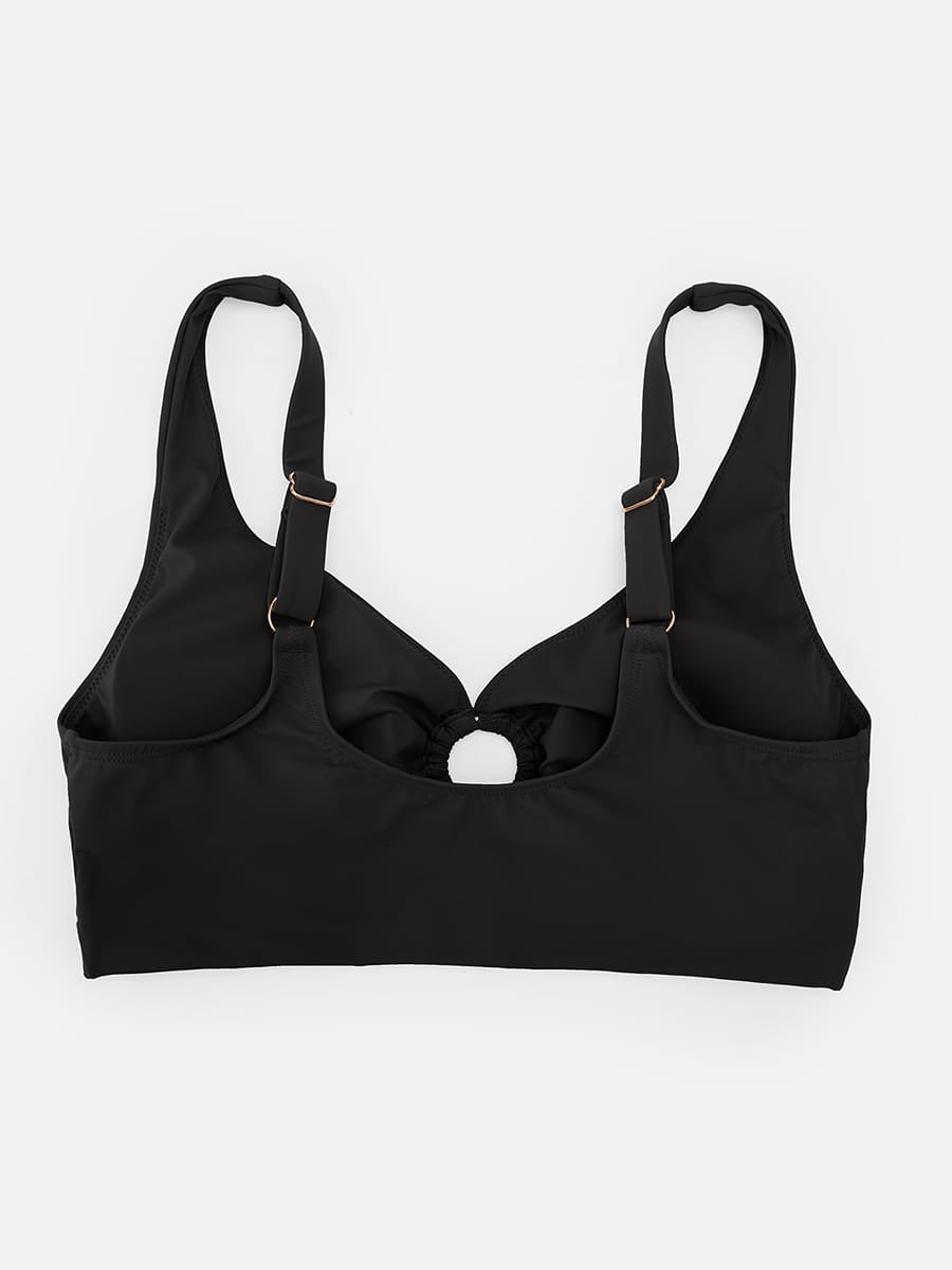 Deep V Metal Ring Tummy Control Swimsuit with Removable Pads