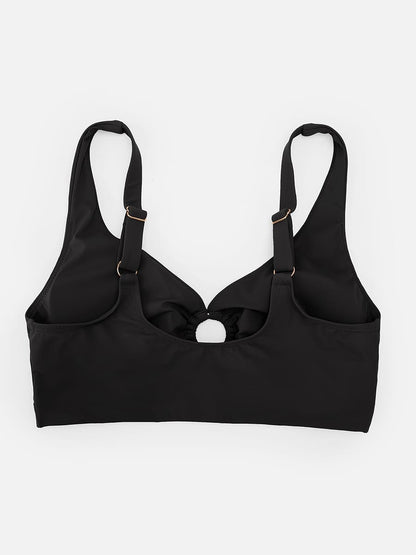 Deep V Metal Ring Tummy Control Swimsuit with Removable Pads