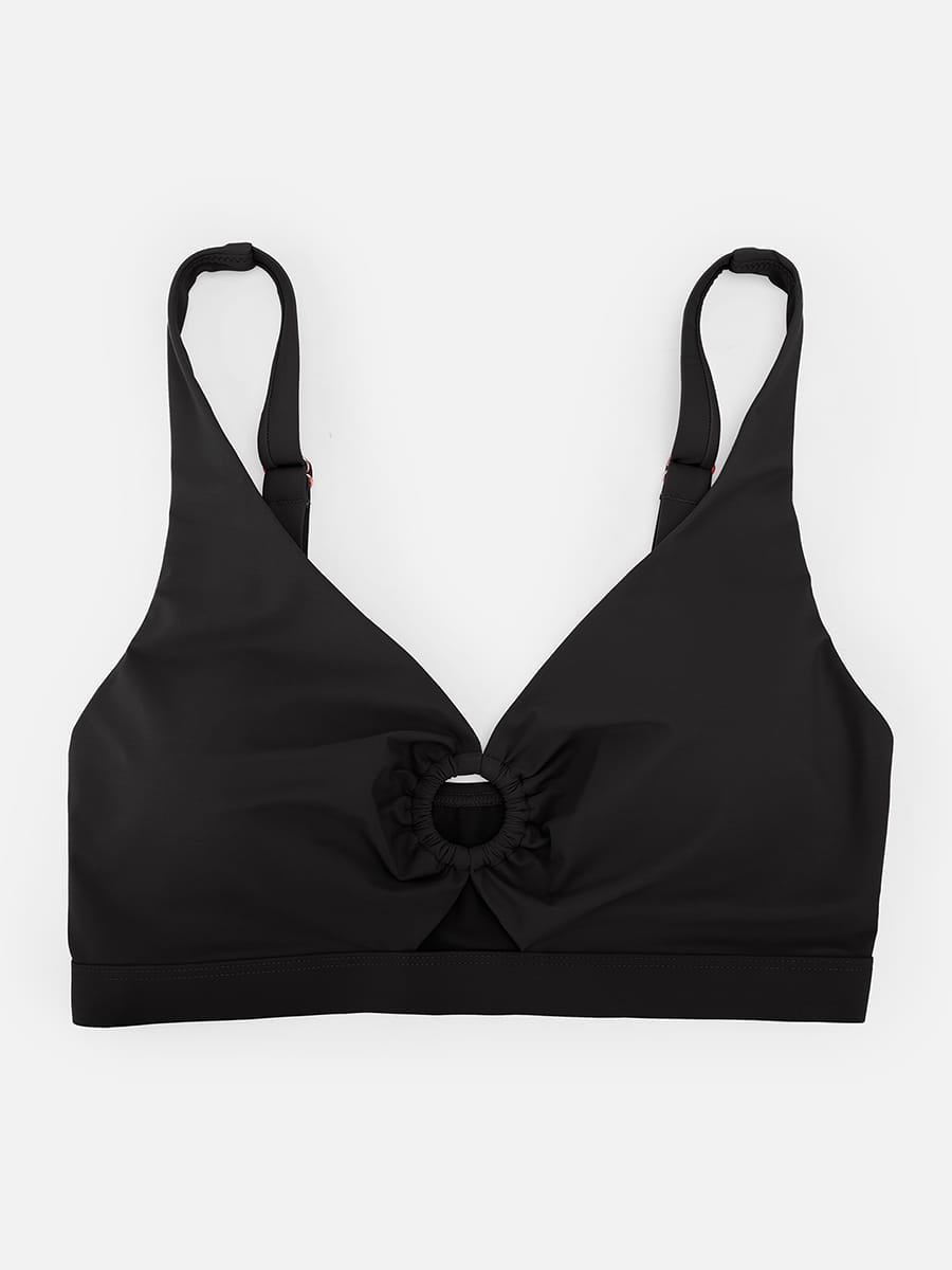 Deep V Metal Ring Tummy Control Swimsuit with Removable Pads