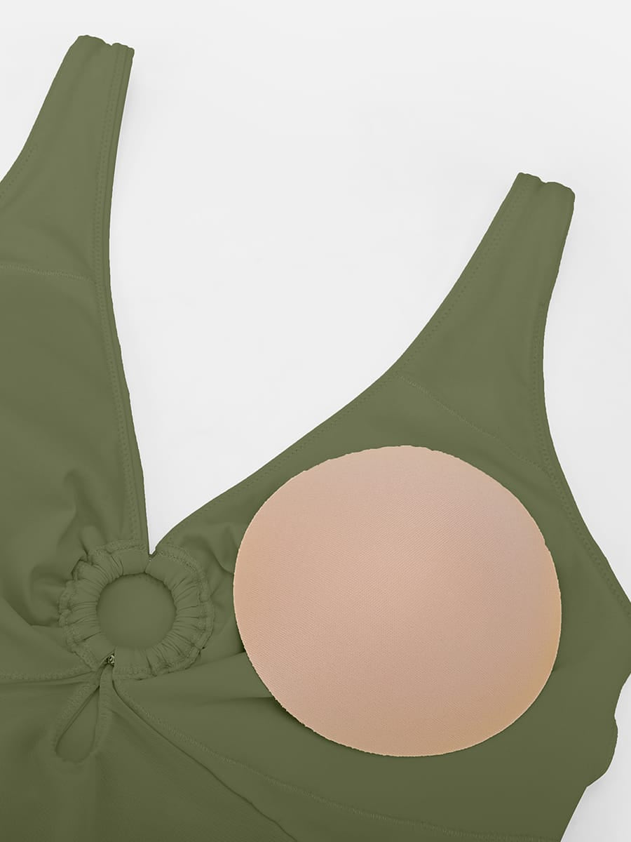 Ruched Mesh Tummy Control One-Piece Swimsuit