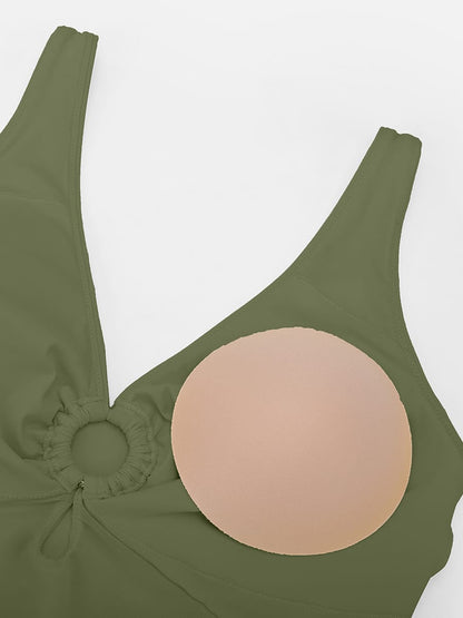 Ruched Mesh Tummy Control One-Piece Swimsuit