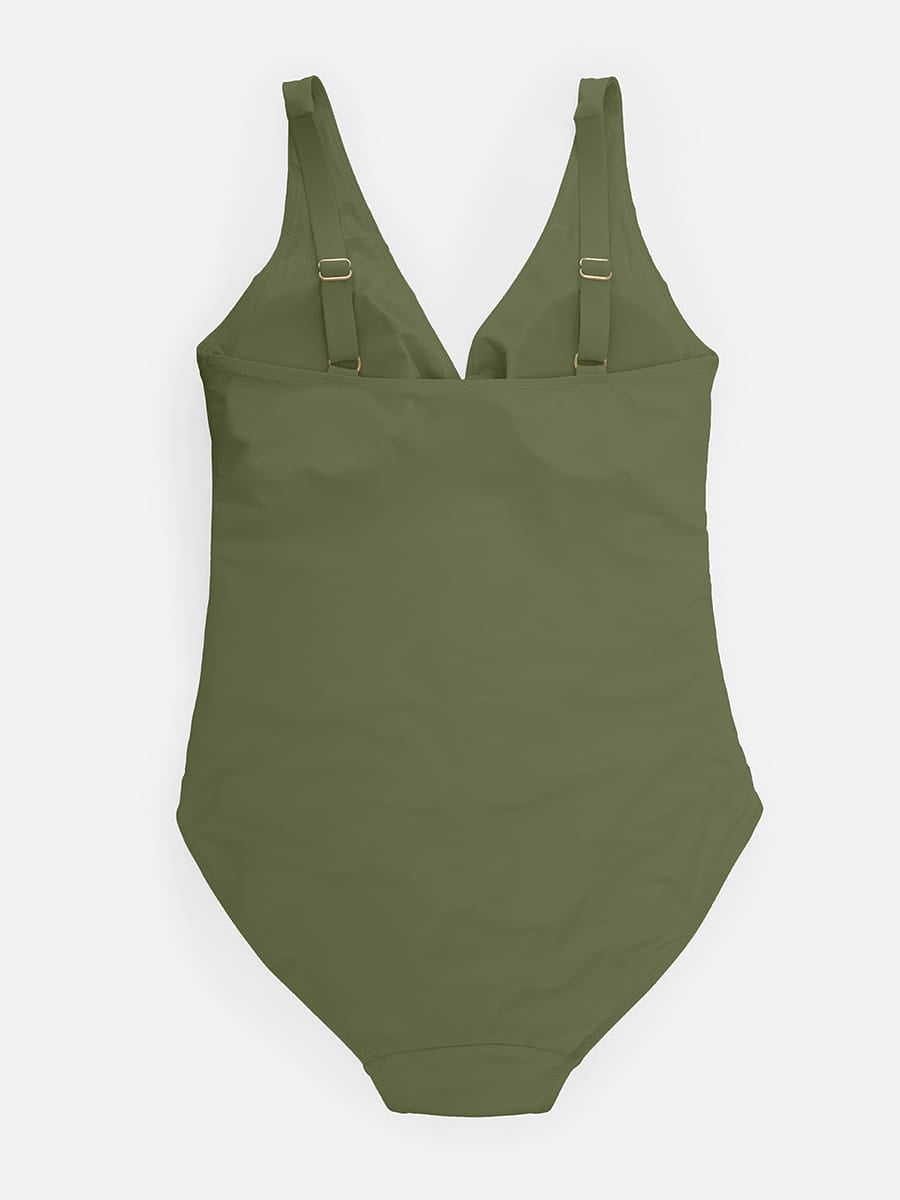 Ruched Mesh Tummy Control One-Piece Swimsuit
