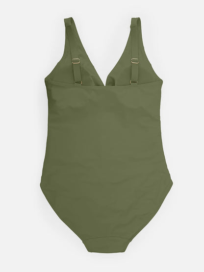 Ruched Mesh Tummy Control One-Piece Swimsuit
