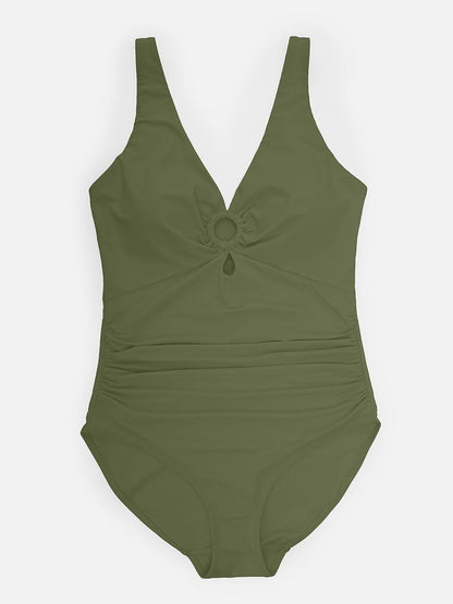 Ruched Mesh Tummy Control One-Piece Swimsuit