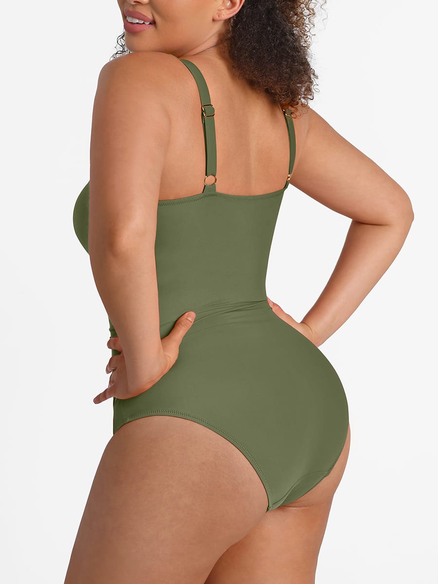 Ruched Mesh Tummy Control One-Piece Swimsuit