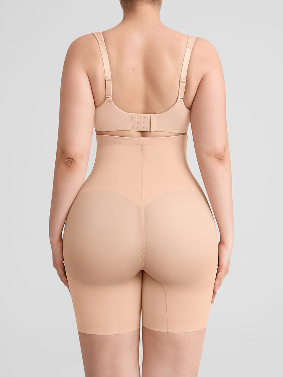 Shorty gainant invisible, contrôle du ventre, effet push-up, affinant les cuisses