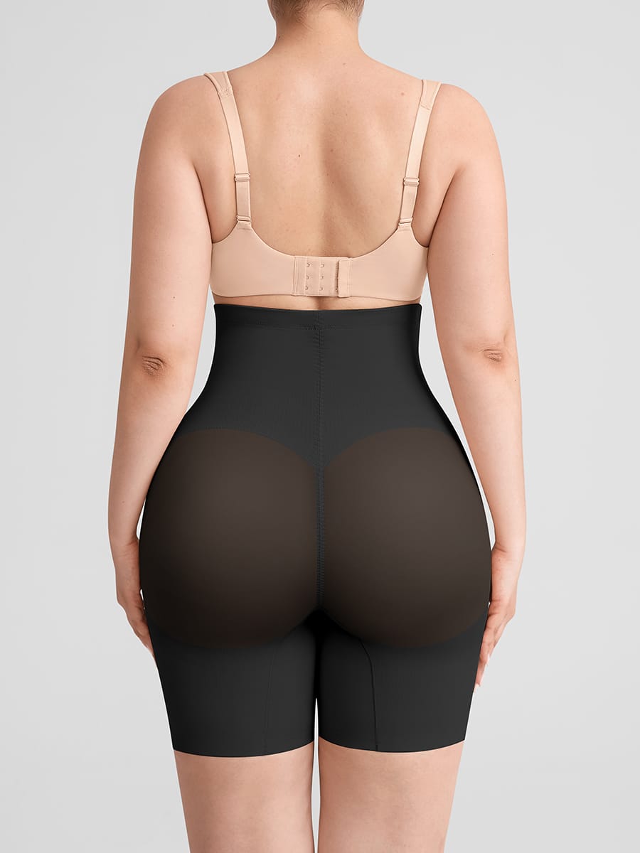 Shorty gainant invisible, contrôle du ventre, effet push-up, affinant les cuisses