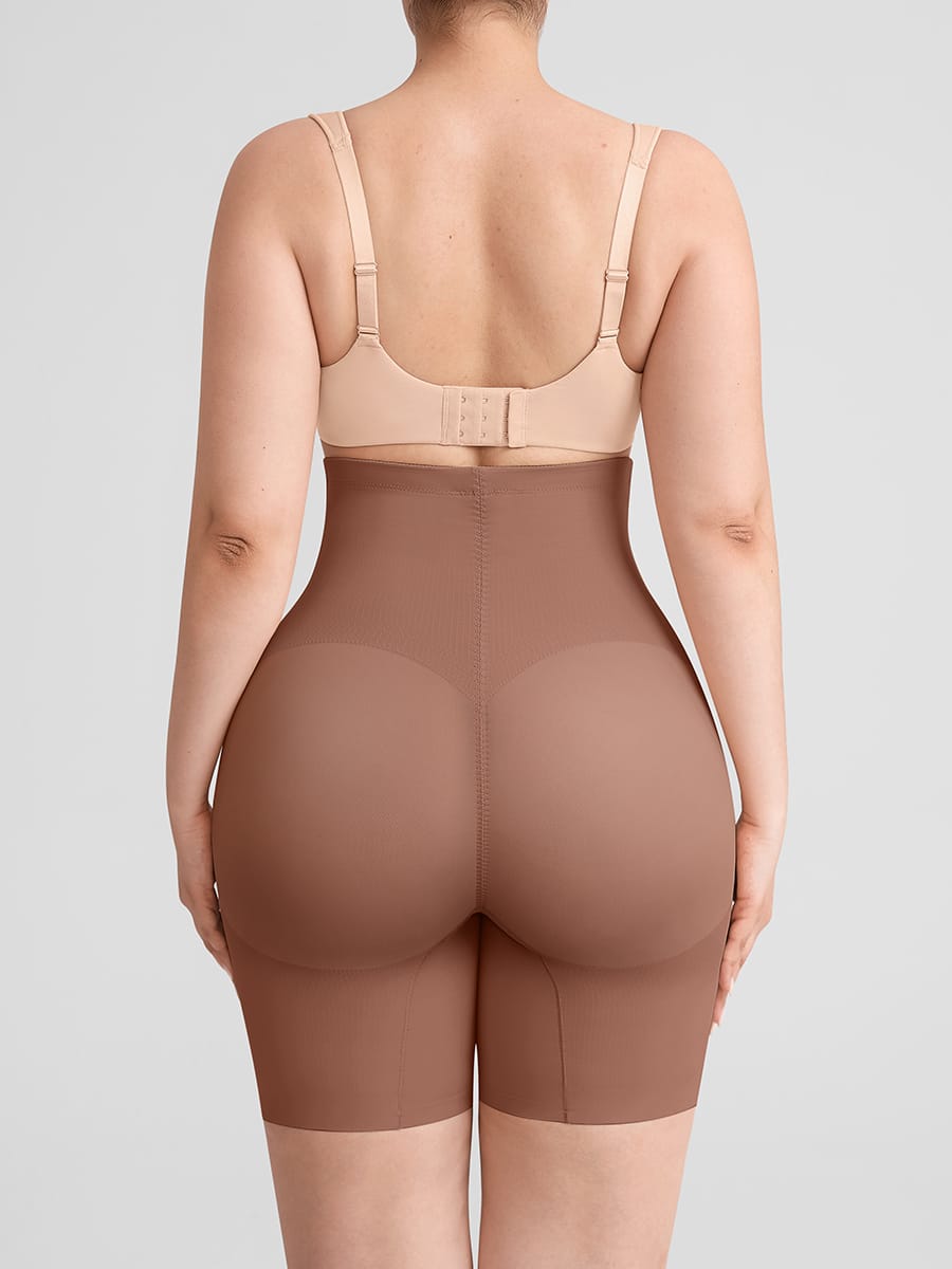 Shorty gainant invisible, contrôle du ventre, effet push-up, affinant les cuisses